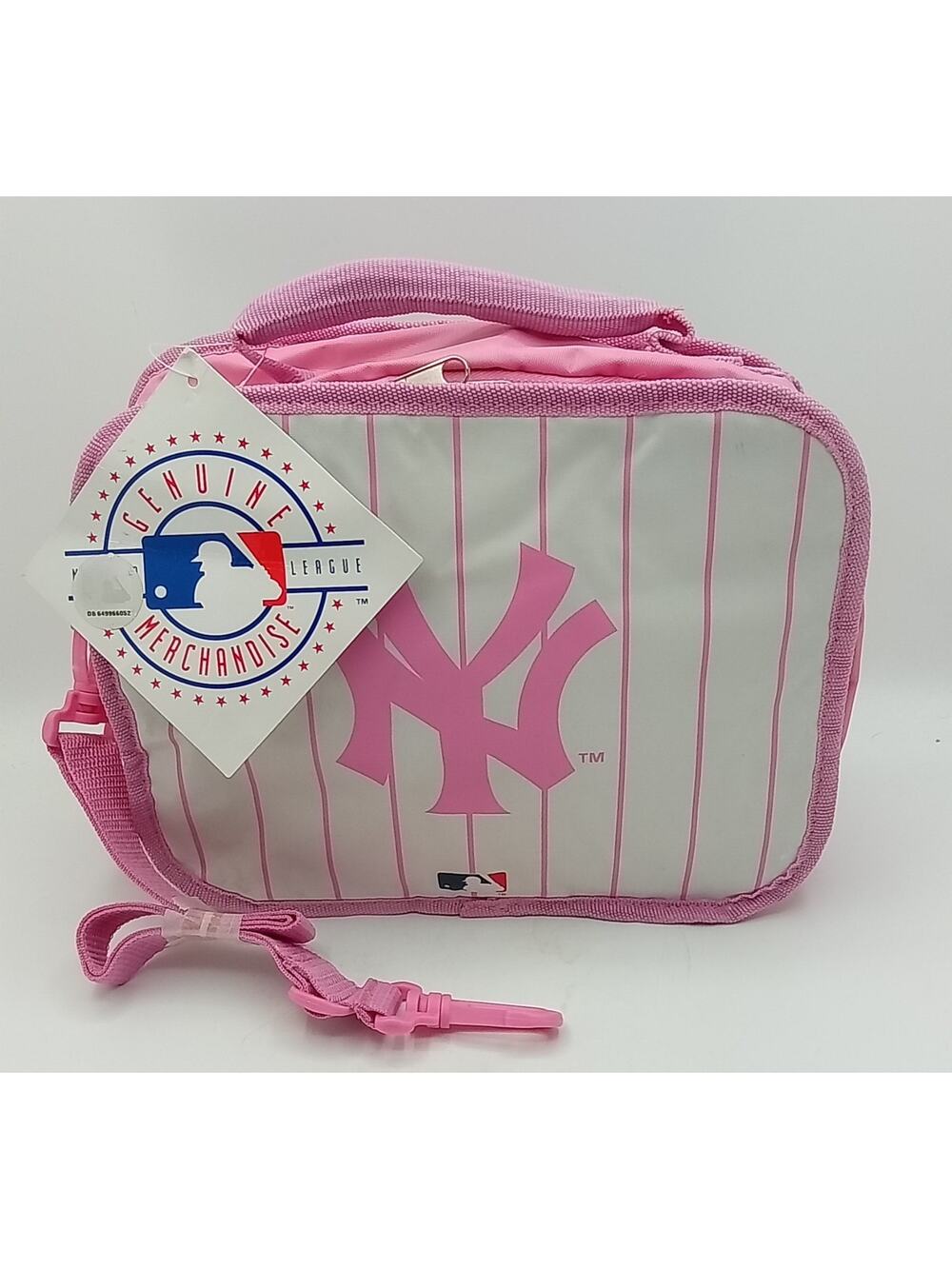 Y2K 2008 New York Yankees White/Pink Pin Strip Lunch Box 10.5" x 8.5"